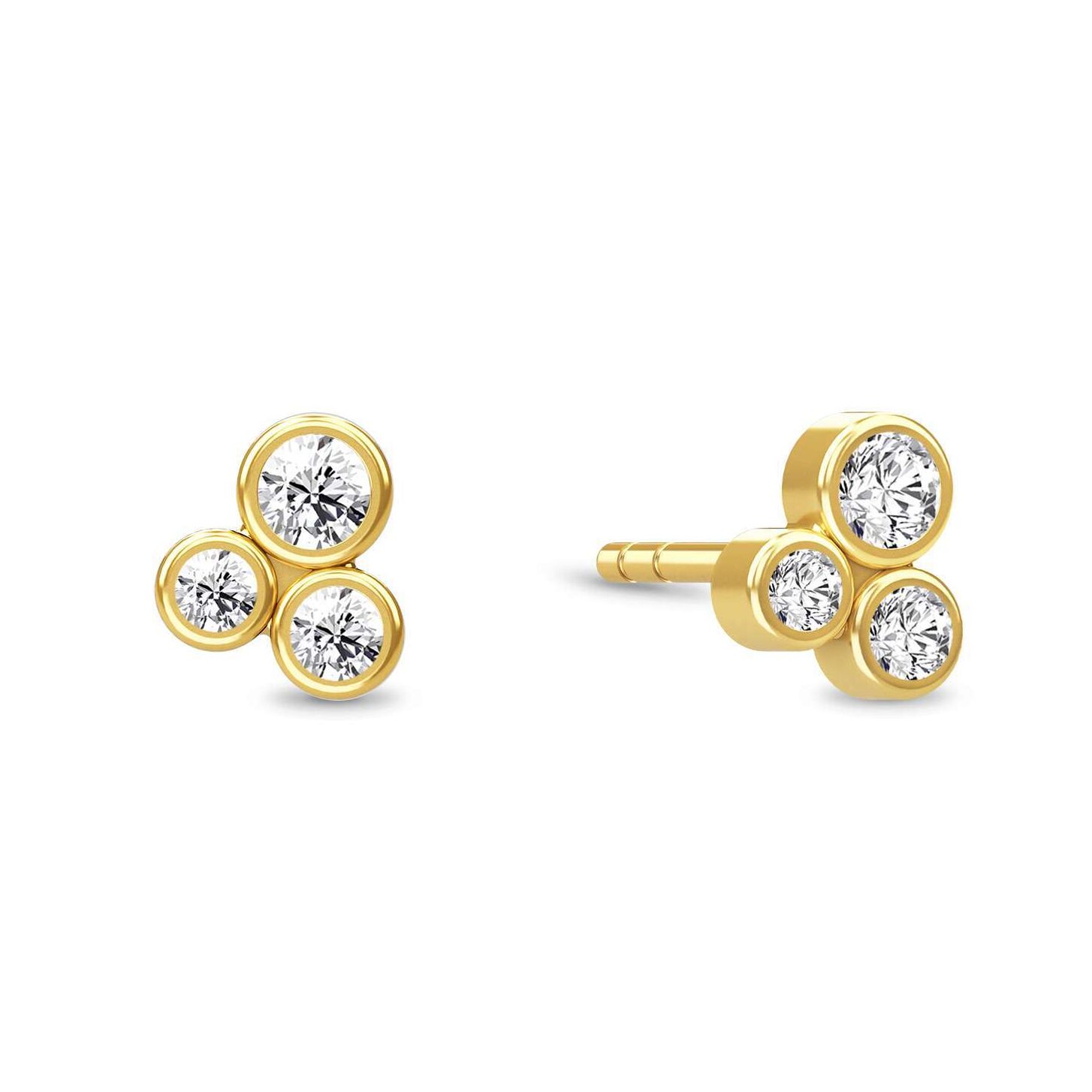 Oasis Stud GP 1 Oasis Stud GP – ørestik i 18 kt forgyldt sølv med tre klare zirkonia fra Spinning Jewelry