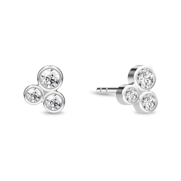Oasis Stud RH – elegant ørestik i rhodineret sølv med tre Swarovski-krystaller fra Spinning Jewelry