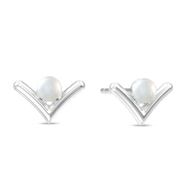 Victory Pearl Stud RH – ørestik i rhodineret sølv med hvid ferskvandsperle fra Spinning Jewelry