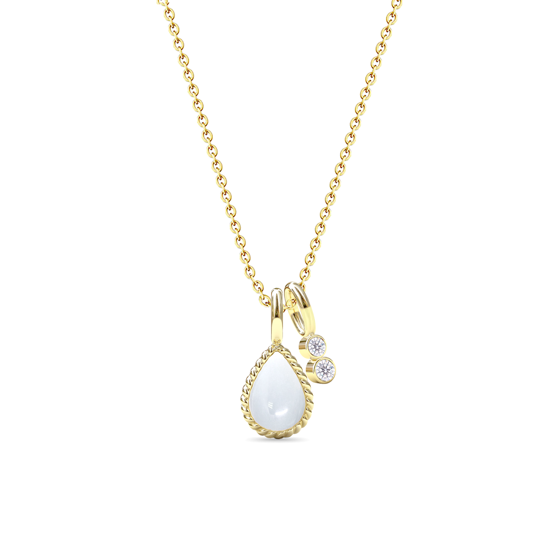 Melody halskæde hvid månesten, 45 cm, forgyldt - Spinning Jewelry