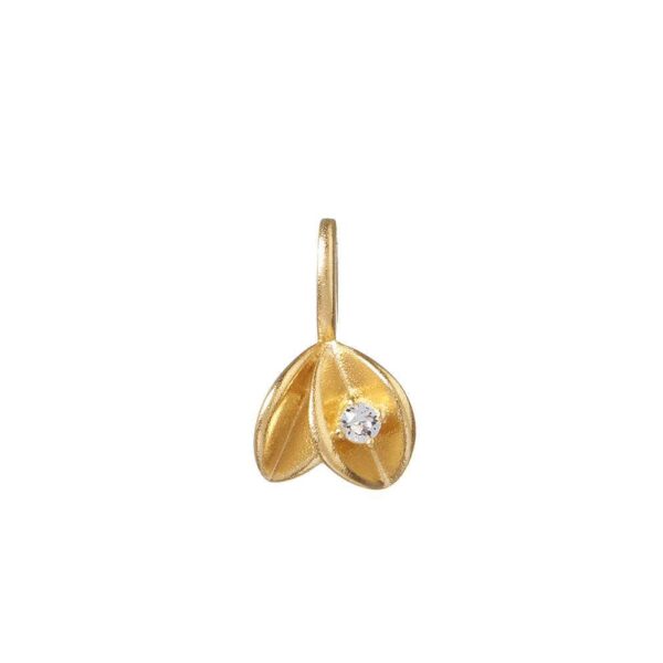 Pure Leaf vedhæng FG – forgyldt bladvedhæng i 925 sterlingsølv med klar zirkonia fra Spinning Jewelry