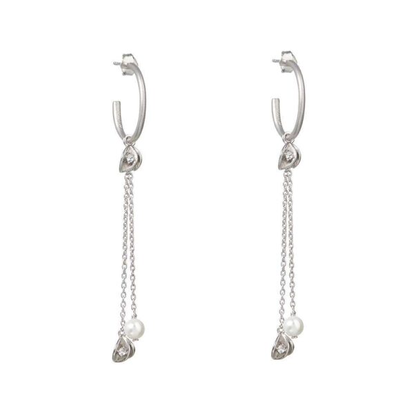 Leaf Hoops i rhodineret sølv – aftagelige vedhæng – Spinning Jewelry