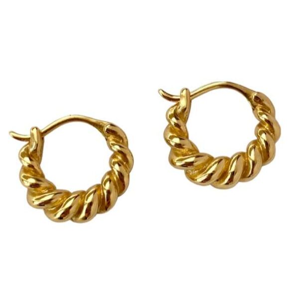 Swirl Creol GP – øreringe i 18 kt forgyldt sølv med organisk snoet form fra Spinning Jewelry.