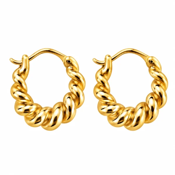 Swirl Creol GP – øreringe i 18 kt forgyldt sølv med organisk snoet form fra Spinning Jewelry.