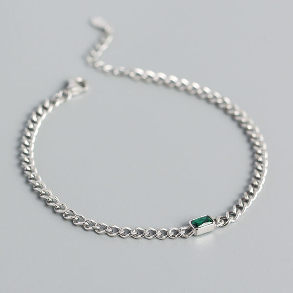 Green Chain Bracelet silver