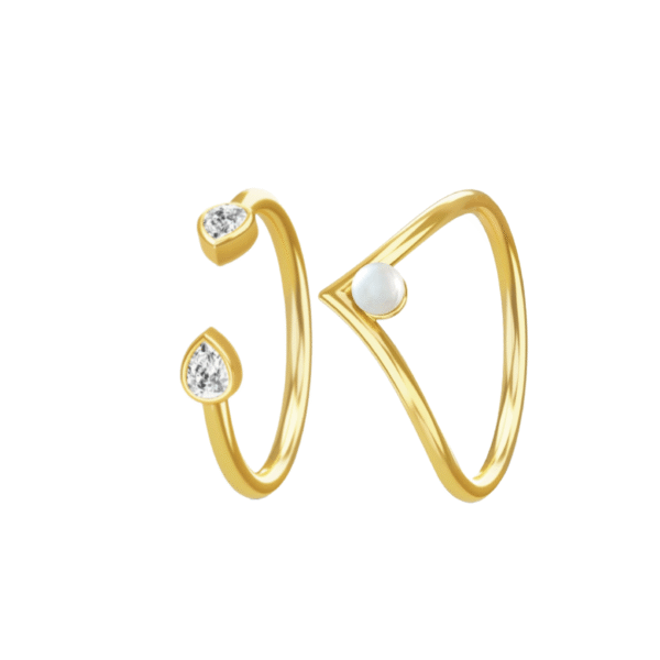 Victory Teardrop ring FG – Forgyldt ring med ferskvandsperle og klare krystaller