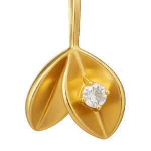 Pure Leaf Pendant GP – 18 kt forgyldt bladvedhæng med klar krystal fra Spinning Jewelry