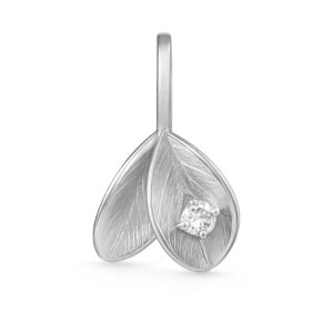 Pure Leaf Pendant RH – rhodineret bladvedhæng med klar krystal fra Spinning Jewelry