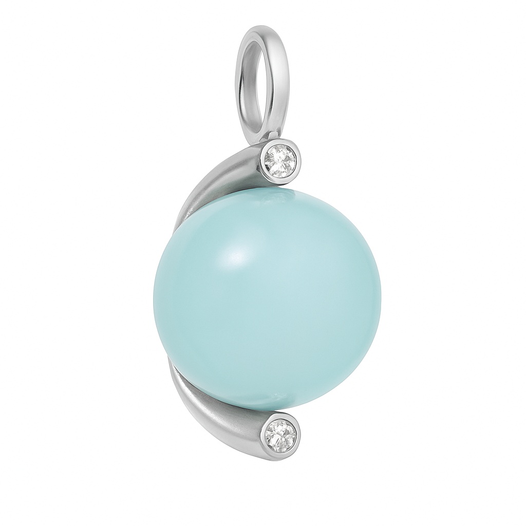 water pendant aqua kalcedon RH – rhodineret sølv vedhæng med aqua kalcedon og Swarovski-krystaller