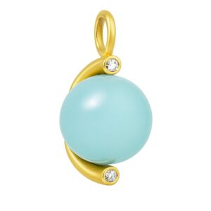 Water Pendant Aqua Kalcedon GP – forgyldt vedhæng med aqua kalcedon og Swarovski krystaller