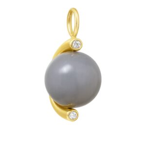 water-pendant-gra-kalcedon-GP – 18 kt forgyldt sølv vedhæng med grå kalcedon og Swarovski-krystaller