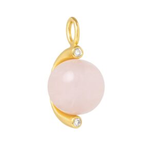 Water pendant rosakvarts GP – forgyldt halskædevedhæng