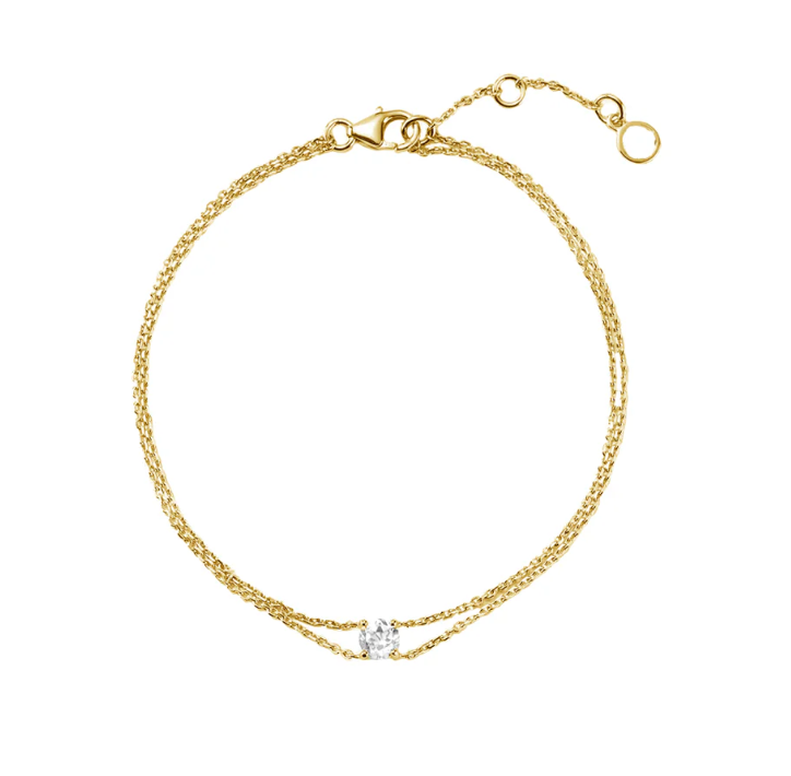 Nora armbånd GP 1 Nora Armbånd GP – 18 kt forgyldt armbånd med zirkonia og dobbelte kæder
